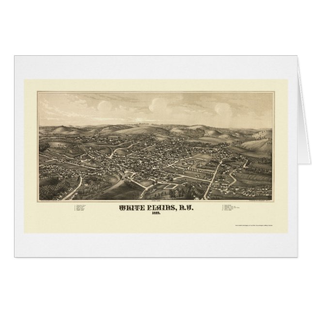 White Plains, carte panoramique de NY - 1887 (Devant horizontal)
