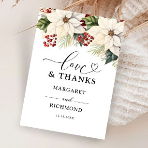 White Poinsettia Mariage d'hiver Merci Cartes