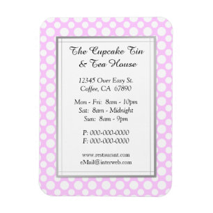 White Polka Dots on Pink Restaurant Custom Magnet
