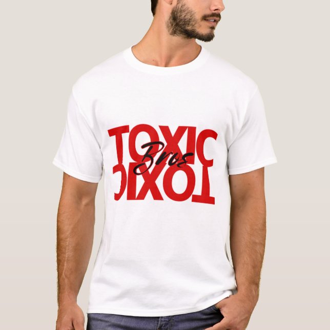 White + Red Toxic Bro's T-shirt  (Devant)
