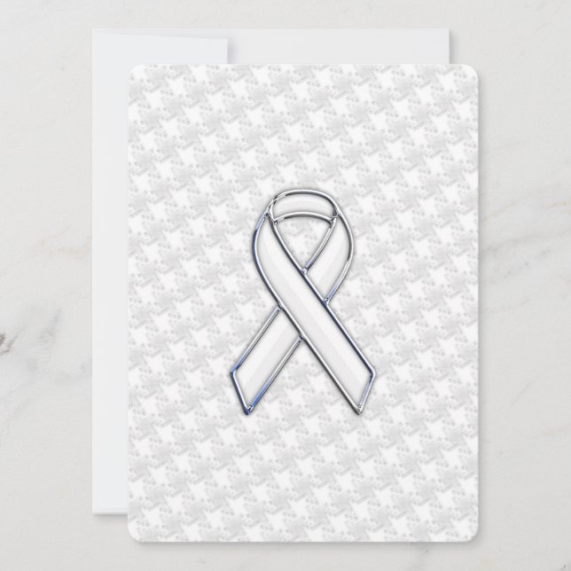 White Ribbon Awareness Applique on Houndstooth (Devant)