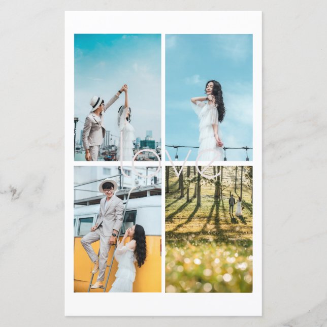 White Romance Love Photo Collage programme de mari (Devant)