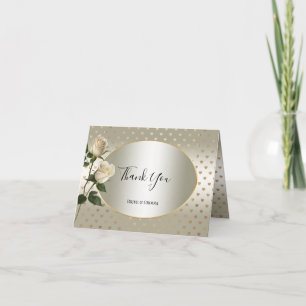 White Roses Gold Hearts Carte de remerciements