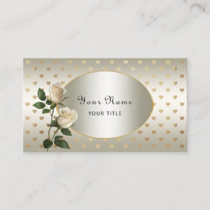 White Roses Gold Hearts Carte de visite