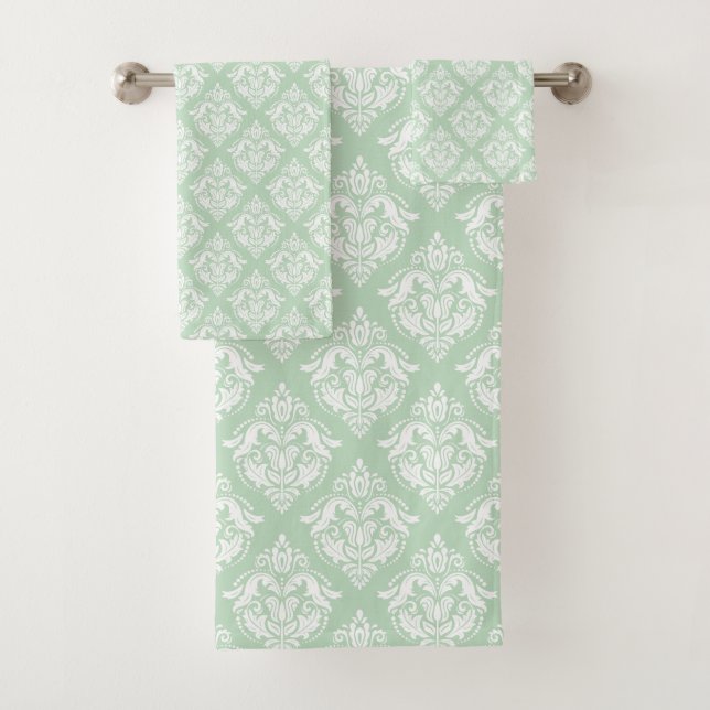 White & Sage Green Floral Damasks Pattern (En situation)