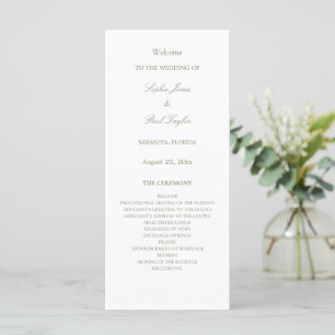 White Sage Green Wedding Programme