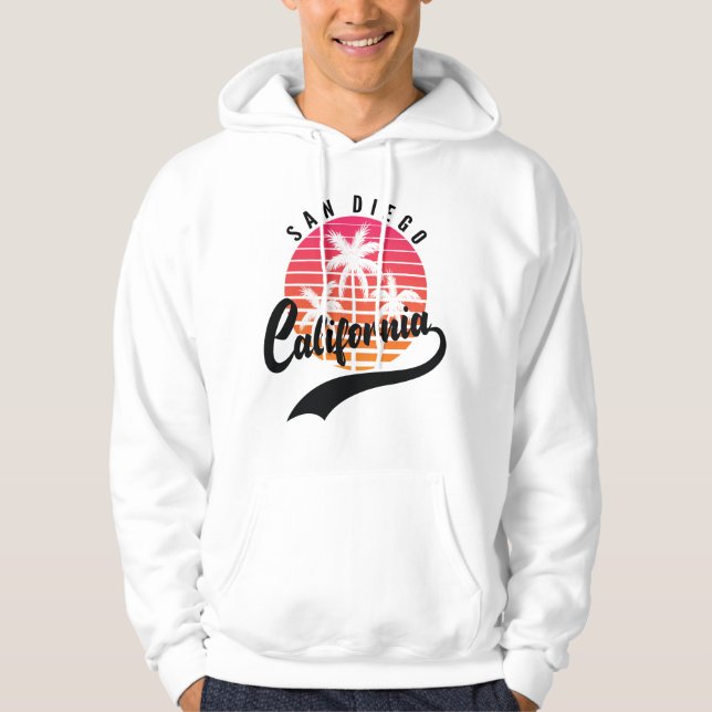 White San Diego Angeles Retro Sunset Sweat - shirt (Devant)