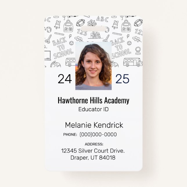 White School Icons Homeschool Educator ID Badge (Devant)
