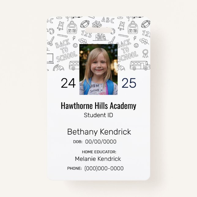 White School Icons Homeschool Student ID Badge (Devant)