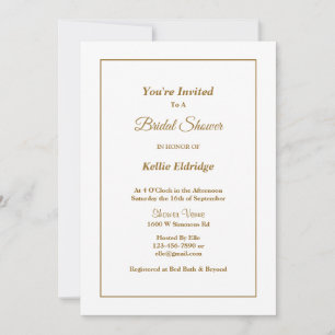 White Simple encadré Douche nuptiale Invitation