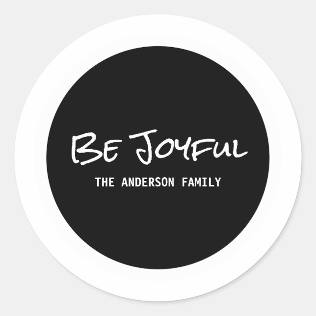 White Simple Script Be Joyeux Stickers Holiday (Devant)