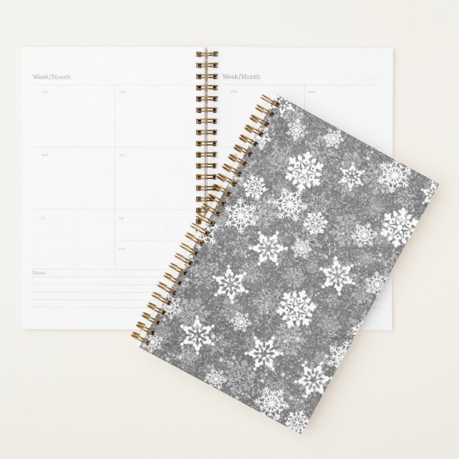 White Snowflakes Luxurious Gray Elegant Christmas (Devant avec enveloppe)