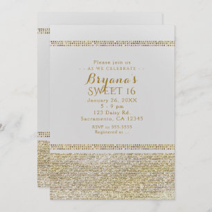 White & Sparking Gold Glam Chic Party Invitations