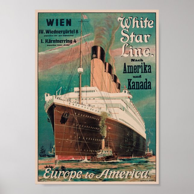 White Star Line Poster vintage 1914 (Devant)
