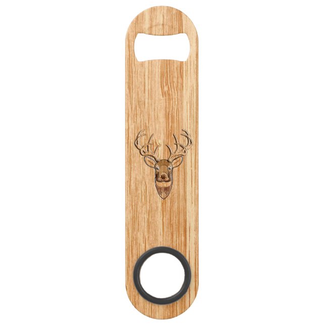 White Tail Deer Buck Wood Grain Style Design (Devant)
