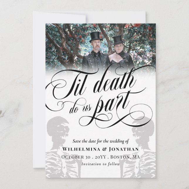 White Til Death Do Us Part Photo Save the Date (Devant)