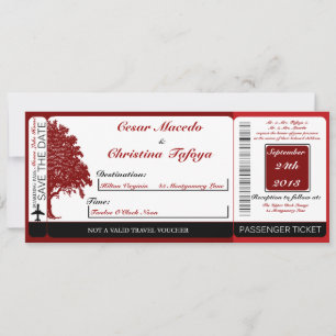 White Tree Red Boarding Pass Faire-part de mariage