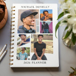 White Trendy 6 Photo Collage annuel<br><div class="desc">Découvrez le mélange parfait de fonctionnalité et de style avec notre "2026 Yearly Planner" - un cadeau de Noël idéal. Personnalisez-le avec six de vos photos préférées, et célébrez les moments chers toute l'année ! Ajoutez votre nom dans le texte modèle pour cette touche unique. Un planificateur qui va au-delà...</div>