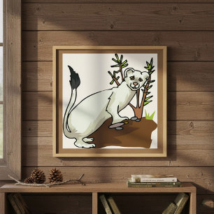 White Weasel Wildlife Poster