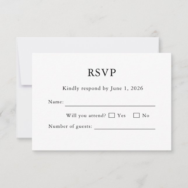 White Wedding RSVP Card Minimal Editable Elegant (Devant)