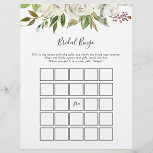 White Winter Peony Floral Bride Jeu de Bingo