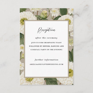 White Zinnia Flower Mariage Réception Invitation