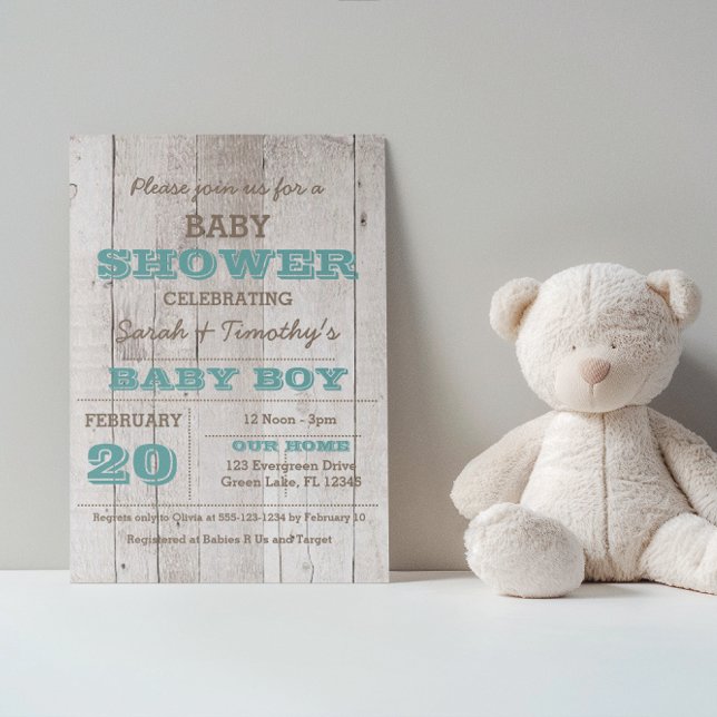 Whitewash Blue Baby shower Invitation (Créateur téléchargé)