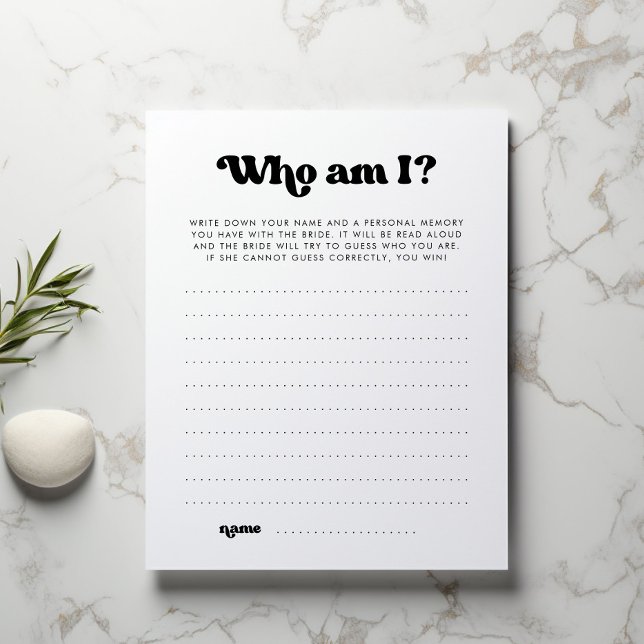 Who am I Bridal Shower Game (Créateur téléchargé)