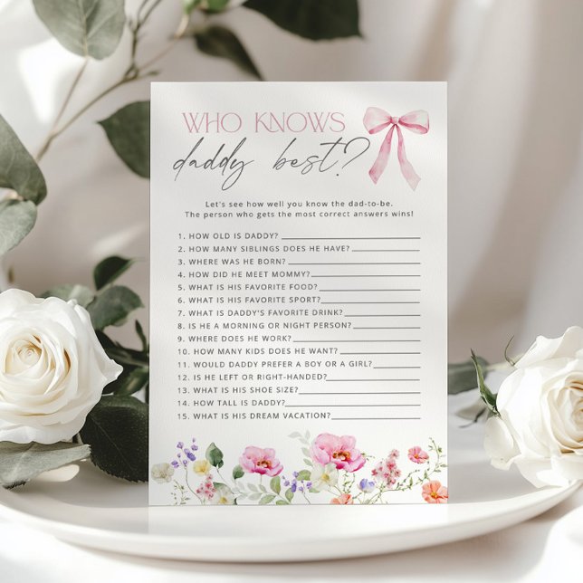  Who knows daddy best Wildflower baby shower game (Créateur téléchargé)