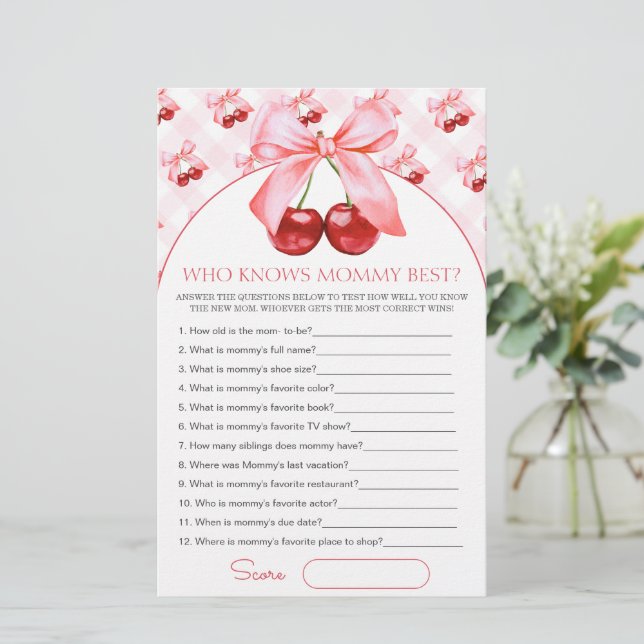 Who knows mommy best Baby Shower Game Card (Debout devant)
