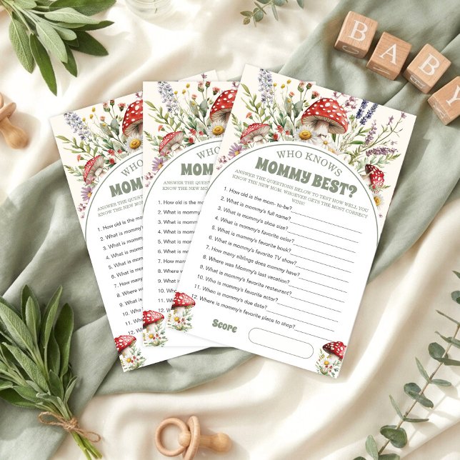 Who knows mommy best Baby Shower Game Card (Créateur téléchargé)
