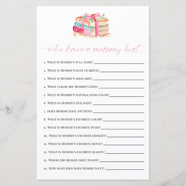 Who Knows Mommy Best Baby Shower Game New Chapter (Devant)