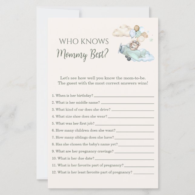 Who Knows Mommy Best Game Bearly Wait Airplane Boy (Devant)