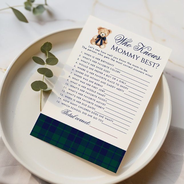Who knows mommy best Teddy Bear Navy Plaid game (Créateur téléchargé)