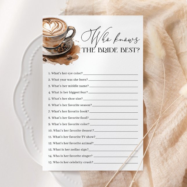 Who Knows The Bride Best Coffee Bridal Shower Game (Créateur téléchargé)