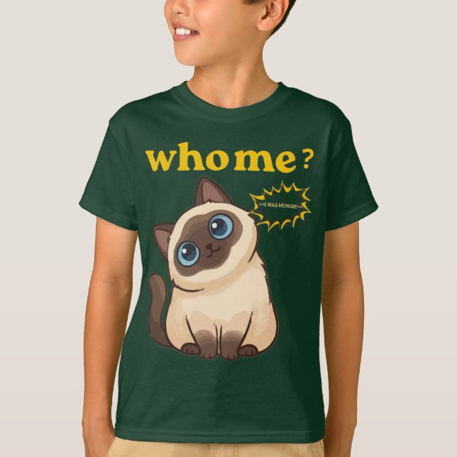 Who, Me? I Was Hungry – Funny Cute Cat T-Shirt (Devant)