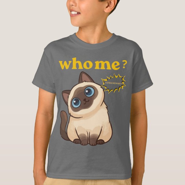 Who, Me? I Was Hungry – Funny Cute Cat T-Shirt (Devant)