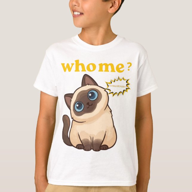 Who, Me? I Was Hungry – Funny Cute Cat T-Shirt (Devant)