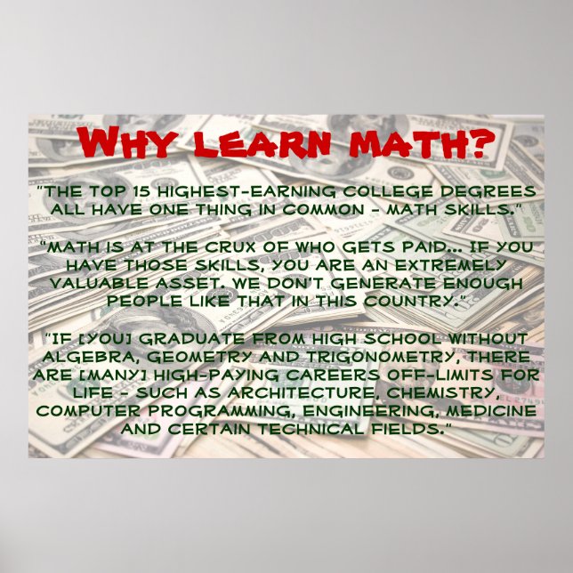 "Why Learn Math?" Poster (Devant)