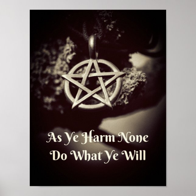 Wiccan Rede Citation Poster Comme Vous Nuisez Aucu (Devant)