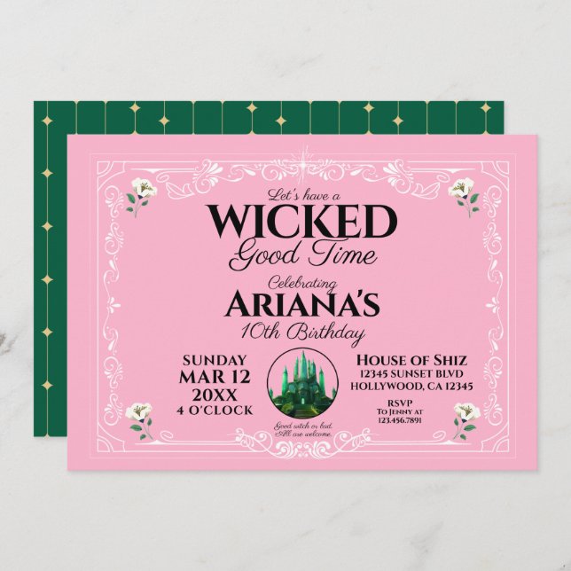 Wicked Good Time Rose Anniversaire Invitation (Devant / Derrière)