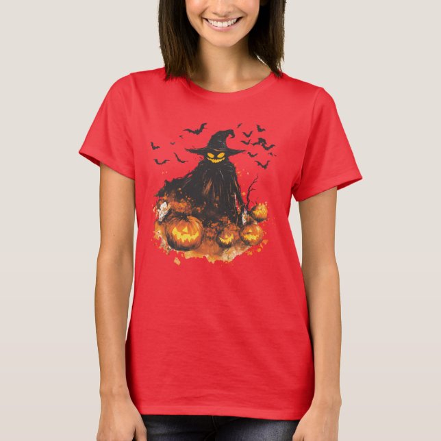 Wicked Pumpkin Reaper Halloween T-Shirt – Spooky (Devant)