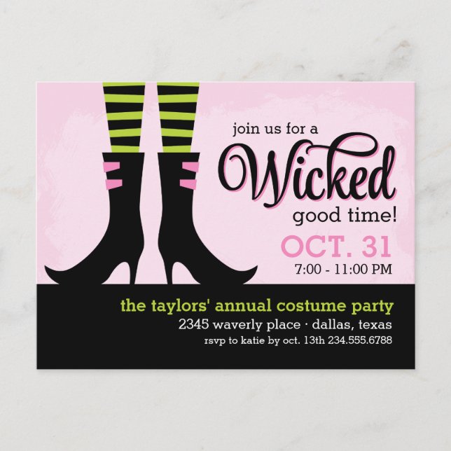 Wicked Witch Halloween Costume Fête Invitation (Devant)