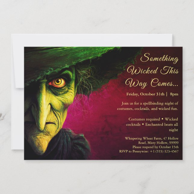 Wicked Witch Halloween Costume Fête Invitation (Devant)