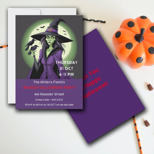 Wicked Witch Halloween Personnaliser Invitation (Créateur téléchargé)