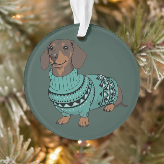 Wiener Dog Christmas Ugly Sweater Dachshund Pet  (Arbre)