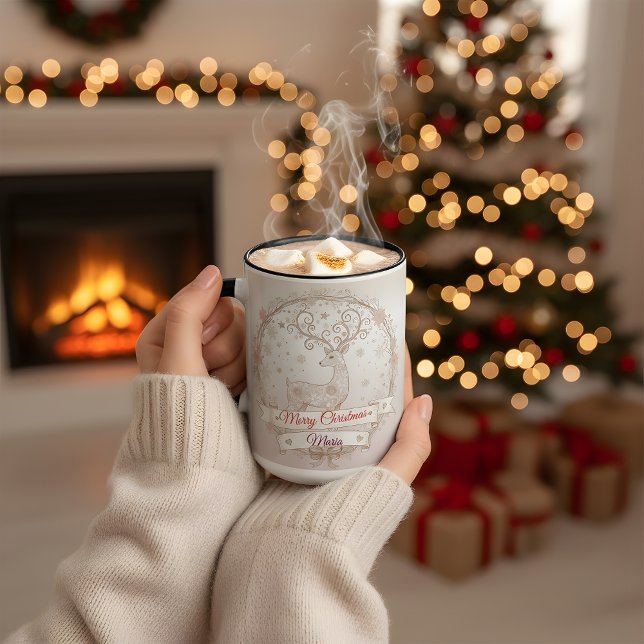 Wife Christmas Mug – Personalized Reindeer (Créateur téléchargé)