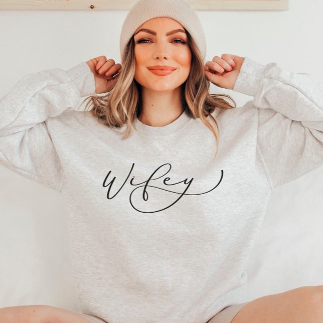 Wifey Cute Script Sweatshirt nouvellement marié (Créateur téléchargé)