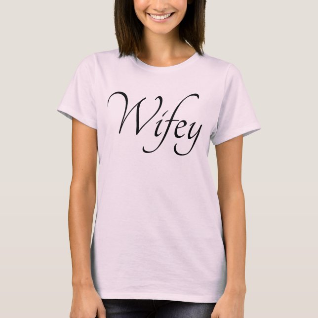 Wifey Elegant Black Script Pink Womens T-Shirt (Devant)