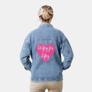 Wifey pour Lifey dans la veste Denim Coeur Rose